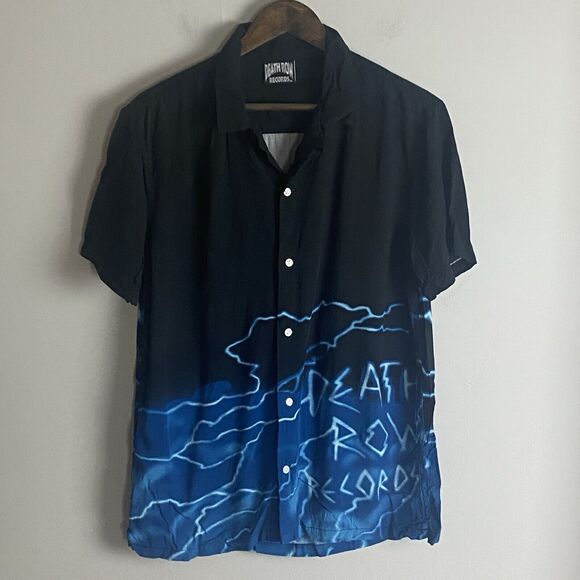 RIPPLE JUNCTION DEATH ROW RECORDS Mens Black Button Short Sleeve Short Size M - Picture 3 of 13